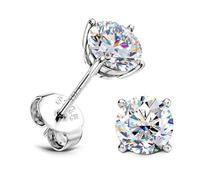 Moissanite Stud Earrings : 18K White Gold Plated Solid 925 Sterling Silver Earring Hypoallergenic Dainty Flat Back Stud Earrings Jewellery for Women Men D Color VVS1 Clarity 4ct