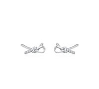 Moissanite Stud Earrings 18K, Womens Knot with Moissanite EarringsWhite Gold