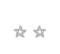 Moissanite Stud Earrings, Womens Pentagram inlay with Moissanite Earrings14K White Gold