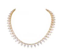 Moissanite Tennis Necklace, 18K Gold Rhinestone Choker, Delicate Bridal Jewelry for Women, Gift for Her
