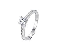 Moissanite Wedding Bands, Engagement Ring Vintage Classic 0.5ct Round Moissanite Platinum 950 Band Ring Size K 1/2