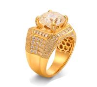 Moissanite Wedding Bands for Women Thin, Married Ring Geometric 18.1K Yellow Gold with Round Shape Moissanite Size N 1/2