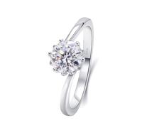 Moissanite Wedding Bands for Women Thin, Pre Engagement Ring Round White Gold 18.1K with White Moissanite Size Q 1/2