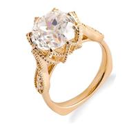 Moissanite Wedding Bands Set, Cute Engagement Rings 9K Yellow Gold Flower with 1Ct Round Moissanite Size L 1/2