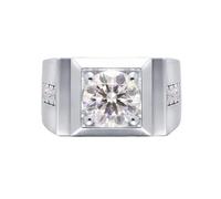 Moissanite Wedding Bands Women, Married Ring Round White Gold 18.1K with White Moissanite Size K 1/2