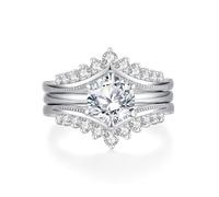 Moissanite Wedding Ring Set for Women 925 Sterling Silver with 18K White Gold Plated D Color VVS1 Clarity Travel Moissanite Engagement Rings Engagement Rings, Sterling Silver, Moissanite