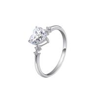 Moissanite Wedding Ring Sets for Women, Anillo de Promesa para Mujer 14K White Gold Simple Heart with Moissanite Size S 1/2