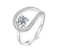 Moissanite Wedding Stylish Circle Band Ring, 925 Sterling Silver Rings With Gold Engagement Anniversary Ring