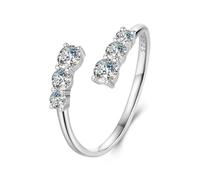 Moissanite White Gold Adjustable Ring 925 Sterling Silver Exquisite Open Ring For Women Engagement Jewelry Gift