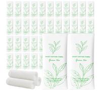 Moist Cotton Towel Bulk Moist Towelettes Individually Wrapped,White Towel Services,Refreshment Pre Moistened Towels for Dentist Travel Sport Party Hotel 200，Green tea