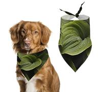 Moist Hosta Leaves Dog Bandanas for Feeding Grooming, Triangle Pet Bibs for Cats & Dogs Washable Fashion Pets Scarf for Party Travel 27.6 X 11.8 Inch