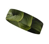 Moist Hosta Leaves Sports Sweatband 15" Polyester Hairband Absorbent Quick-Dry Headband for Running, Yoga