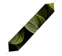 Moist Hosta Leaves Table Runner for Dining Table, Short Plush Runners Washable & Durable Tablerunner Modern Home Decor for Wedding, Kitchen, Holiday 229*33cm