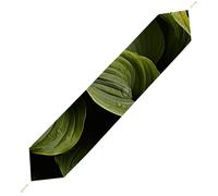 Moist Hosta Leaves Table Runner for Dining Table, Short Plush Runners Washable & Durable Tablerunner Modern Home Decor for Wedding, Kitchen, Holiday 178*33cm