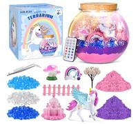 MOISTAR Unicorn Light-Up Terrarium - Sand Kit for Girls - LED Night Light Unicorn Toys Ages 4 5 6 7 8 - Birthday Gift for Little Girl - DIY Arts and Crafts Kit for Kids - Best Girls Presents