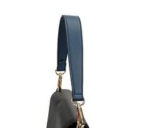 MOISTRI Flat Grain Leather Replacement Straps for Handbags Purse Straps Replacement Crossbody Silver Clasps Women Purse Making 14.17"(36CM) Long Navy Blue