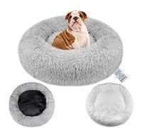 Moistu Dog Bed with Removable Cover: Fluffy Orthopedic Pet Beds for Dogs and Cats, Non-Shedding, Soft Faux Fur Cushion for Comfort and Support - Washable Donut Anti Anxiety XL Dog Bed with Zip, 80cm