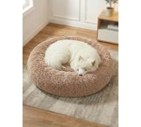 Moistu Large Dog Bed Donut Washable - 20cm Extra Thick Padded Base Plush Calming Bed Round Cat Cushion, Anti-Anxiety & Non-Slip Bottom - Soft Luxury Puppy Kennel Faux Fur Improved Sleep 70cm Diameter