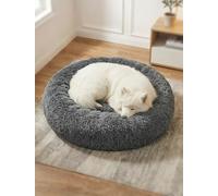 Moistu Large Dog Bed Donut Washable - 20cm Extra Thick Padded Base Plush Calming Bed Round Cat Cushion, Anti-Anxiety & Non-Slip Bottom - Soft Luxury Puppy Kennel Faux Fur Improved Sleep 70cm Diameter