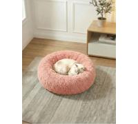 Moistu Small Dog Bed Donut Washable - 20cm Extra Thick Padded Base Plush Calming Bed Round Cat Cushion, Anti-Anxiety & Non-Slip Bottom - Soft Luxury Puppy Kennel Faux Fur Improved Sleep 50cm Diameter