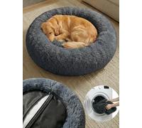 Moistu xl Dog Bed with Removable Cover - 80cm Nest Washable Donut Cat Dog Bed with Zip, Durable for 50+ Wash Cycles, Anti Anxiety Calming Fluffy Orthopedic Pet Beds, Non-slip Waterproof