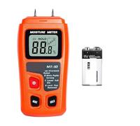 Moisture Meter MT-10 EMT01 Wood Moisture Meter Wood Humidity Tester Hygrometer Timber Damp Detector Tree Density Tester Grey Orange(Orange with Battery)