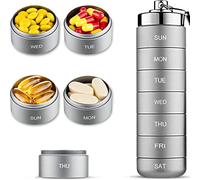Moisture Proof Stackable Weekly Pill Box | | 7 Compartments Medicine Organizer | Aluminum Alloy Portable Pill Box For Keychain And Carabiner