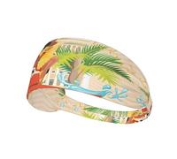 Moisture-wicking headband for running, cycling, fitness and yoga island of cuba Printed sports sweatband