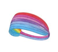Moisture-wicking headband for running, cycling, fitness and yoga Rainbow Colored Striped Printed sports sweatband