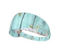 Moisture-wicking headband for running, cycling, fitness and yoga Teal Barn Door Floral Printed sports sweatband