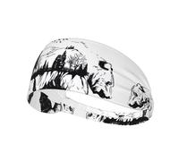 Moisture-wicking headband for running, cycling, fitness and yoga Wildlife Hand Drawn Bear Animal Printed sports sweatband