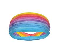Moisture Wicking Performance Fabric Rainbow Colored Striped Sports Sweatband