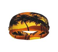 Moisture Wicking Performance Fabric Sunset Coconut Trees Sports Sweatband