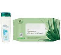 Moisturisin.g Aloe Vera Facial Wipes, 25 Count & Refreshing Cleansing Milk, 100ml