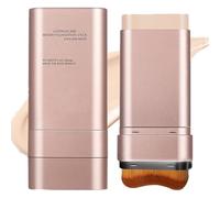 Moisturising Face Tint Balm Foundation Stick In Ivory With Built-In Brush - Creamy Lightweight Full Coverage For Mature Skin With Smooth Lustrous Radiant Finish, Retractable Design, Rose Gold Case,