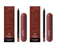 Moisturising Lip Gloss & Liner Duo with Niacinamide and Hydrolysed Collagen - Smooth Finish for Soft, Defined Lips-Caramel cotton candy (2pcs)