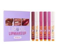 Moisturising Lipstick Set - Lip Gloss with Plumping Effect, Solid Lipstick Gloss Set, Waterproof Gloss Pen Set, Plumping Lip Oil Collection, Lip Gloss Set for Women