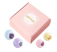 Moisturizing Bath Bombs, Gentle Flower Cleanser, 4-Piece Set with Soft Sturdy Bubble Shower Ball, Compact Spa Ball with Smooth Style, Relaxation Accessories for Bathroom Travel