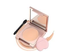 Moisturizing Concealer with Brush & Pink Heart Puff - Lightweight Cream for Smooth Natural Coverage, Long-Lasting Hydrating Wear, Brightens Skin Tone & Conceals Dark Circles Flawlessly (Light Nude)