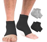 Moisturizing Heel Socks, 2 Pairs Cracked Heel Socks, Foot Moisturiser Socks with Aloe Vera Extract Infused Gel Lining for Dry Feet Cotton Socks for Women Men Foot Care (Grey,Black/L)