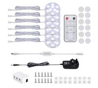 MOITA LED Dimmable Under Cabinet Lighting Kit,12V 6 Pack Wired Puck Lights with Remote Control, Plug in Under Counter Lighting Fixtures for Kitchen,Bookcase,Showcase,Shelf (Cool White)