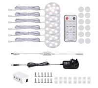 MOITA LED Dimmable Under Cabinet Lighting Kit,12V 6 Pack Wired Puck Lights with Remote Control, Plug in Under Counter Lighting Fixtures for Kitchen,Bookcase,Showcase,Shelf (Natural White)
