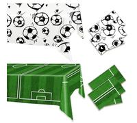 Moitkptt Football Tablecloth, Football Birthday Party Plastic Table Cover Football Table Decoration, Green White Party Tablecloth for Football Decoration (4PCS)