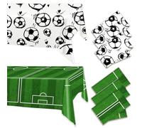 Moitkptt Football Tablecloth, Football Birthday Party Plastic Table Cover Football Table Decoration, Green White Party Tablecloth for Football Decoration (6PCS)