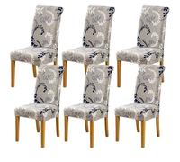Moiubik Chair Covers Slipcovers Stretch 4/6 PCS Removable Washable Dining Chair Protector High Back Dining Chair Covers for Hotel,Dining Room,Ceremony,Banquet, Kitchen, Home(simple living,6PCS)