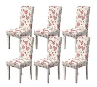Moiubik Chair Covers Slipcovers Stretch 4/6 PCS Removable Washable Dining Chair Protector High Back Dining Chair Covers for Hotel,Dining Room,Ceremony,Banquet, Kitchen, Home(LOVE,6PCS)