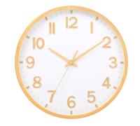 Moiubik Wall Clock 10 Inch Silent Quartz Non Ticking Modern Design Quality Clock Decorative Interior Living Room Kitchen Bedroom Office(Yellow Wood Grain)