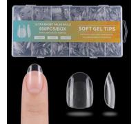 Moiuguli 600Pcs Short Round Nail Tips, Half Matte Soft Gel Nail Tips | Clear Full Cover False Nails for Acrylic & Builder Gel Extensions, Press on Manicure for DIY Salon at Home, 12 Sizes