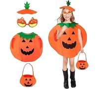 Moiuguli Halloween Pumpkin Costume Kids, Halloween Fancy Dress Kids Cosplay Party Costume Clothes Baby Halloween Costume with Pumpkin Hat Bag Shoes for Baby Boys Girls Toddler Baby