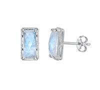 Moiuvieg Moonstone Stud Earrings 925 Sterling Silver Rainbow Moonstone Earrings 4mm/5mm/6mm Natural Round Gemstone Jewelry Gifts for Women, normal, Sterling Silver, No Gemstone